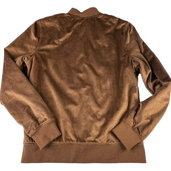 G by Guess Mens Tracksuit Jacket Size Medium Brown‎ Velour Full Zip Pockets - Picture 3 of 9